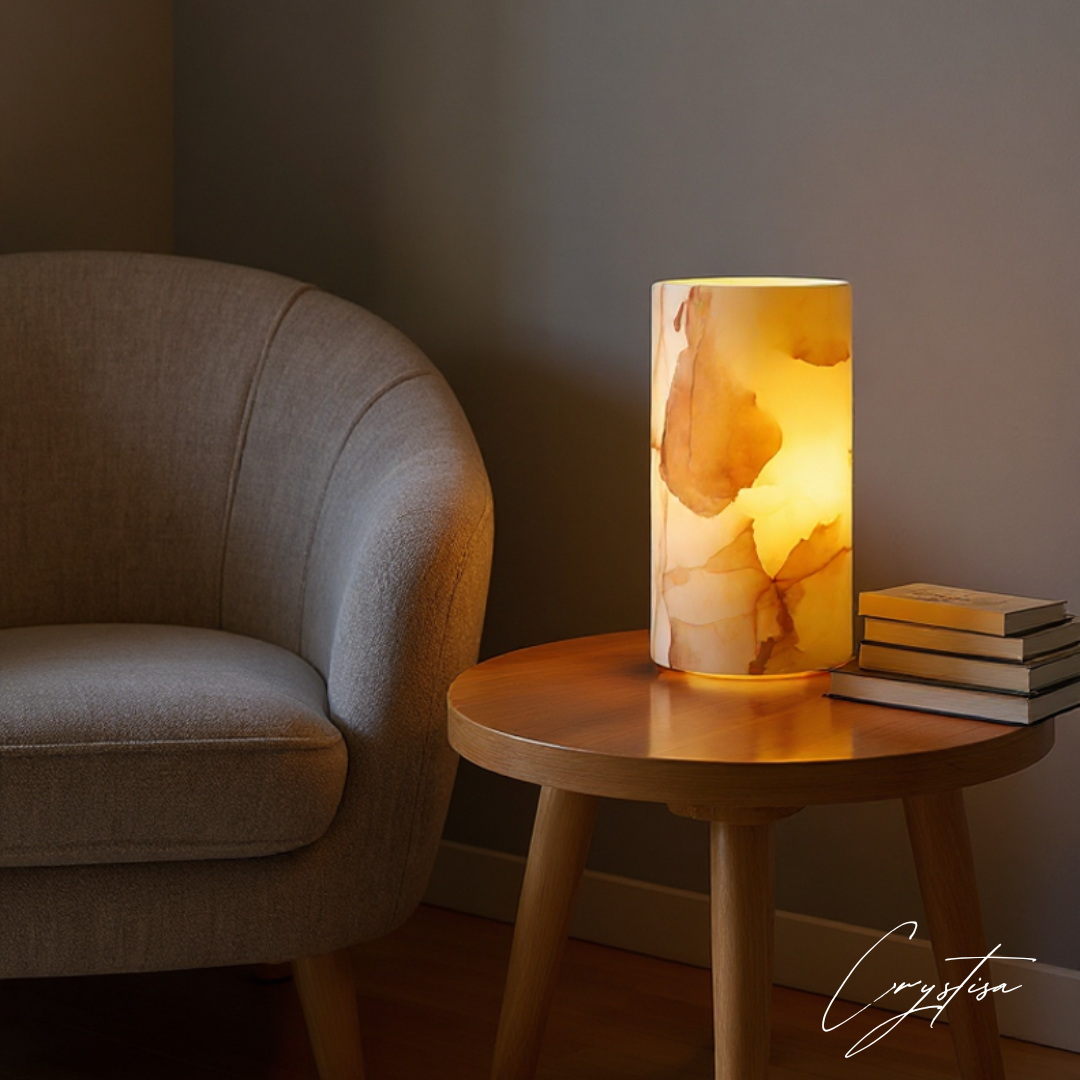 Lampe en Onyx du Maroc : Lumière Apaisante et Élégance Naturelle