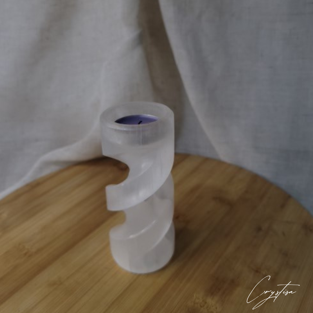 Porte-Bougie Spirale en Sélénite