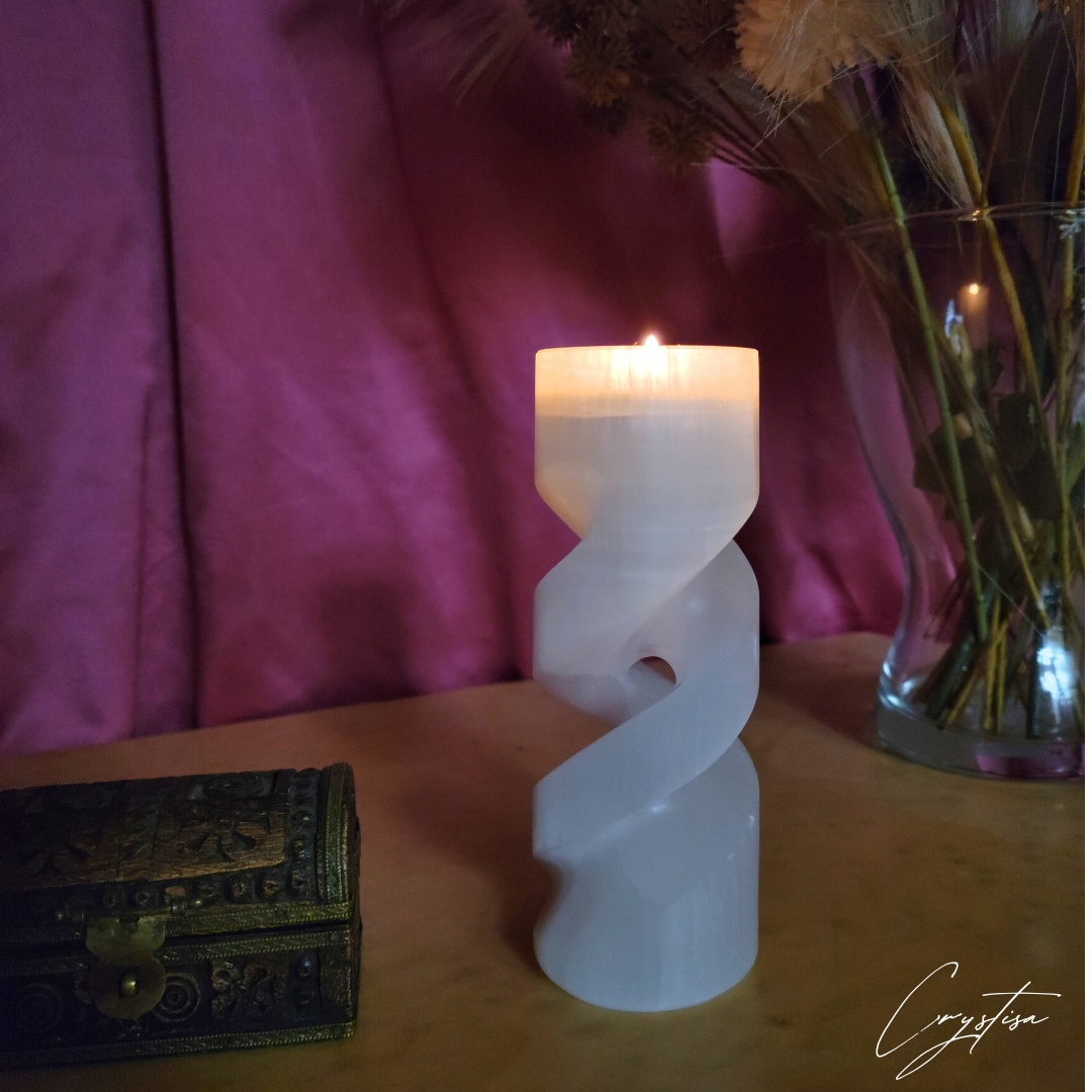 Porte-Bougie Spirale en Sélénite