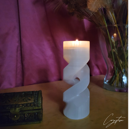 Porte-Bougie Spirale en Sélénite