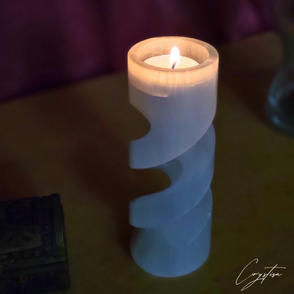 Porte-Bougie Spirale en Sélénite