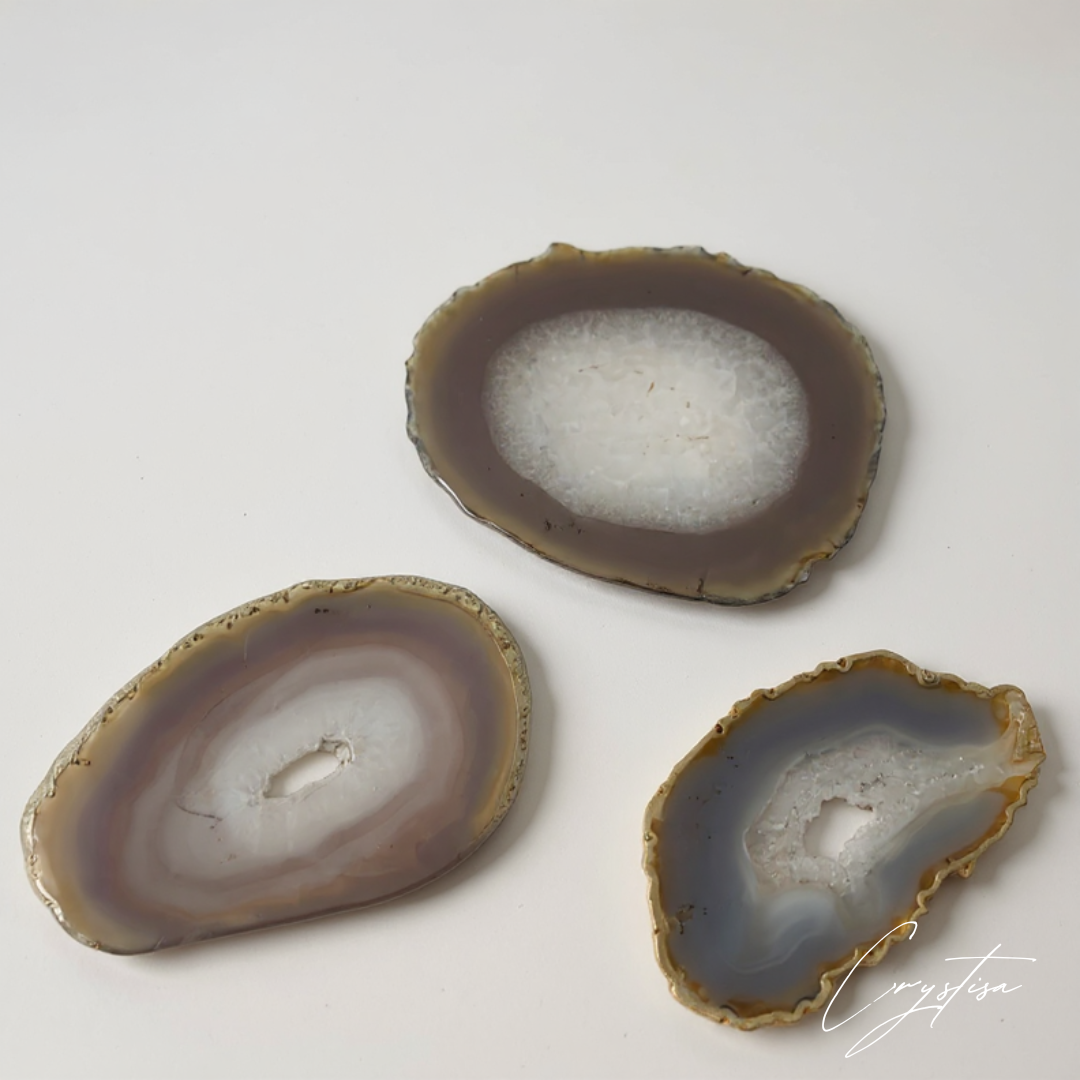 Set de 3 Sous-verres en Agate Naturelle : Élégance Authentique