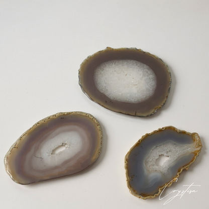 Set de 3 Sous-verres en Agate Naturelle : Élégance Authentique