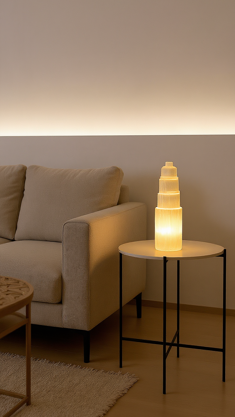 Lampe "Everest" en Sélénite Naturelle