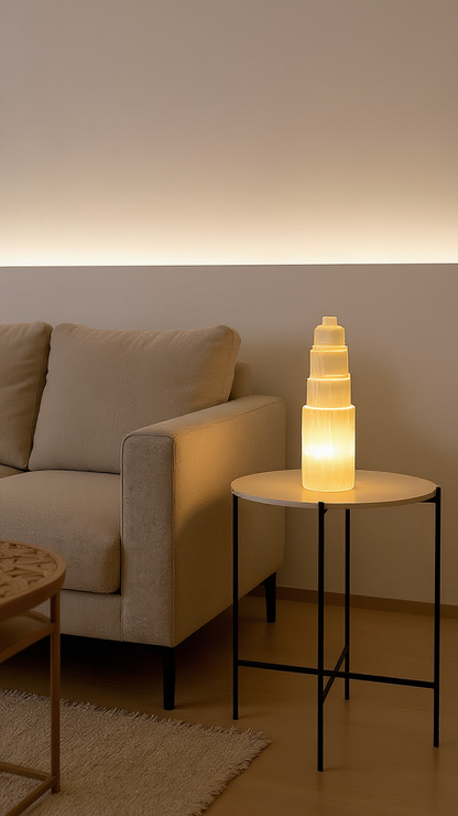 Lampe "Everest" en Sélénite Naturelle