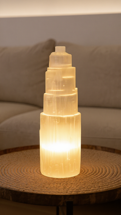 Lampe "Everest" en Sélénite Naturelle